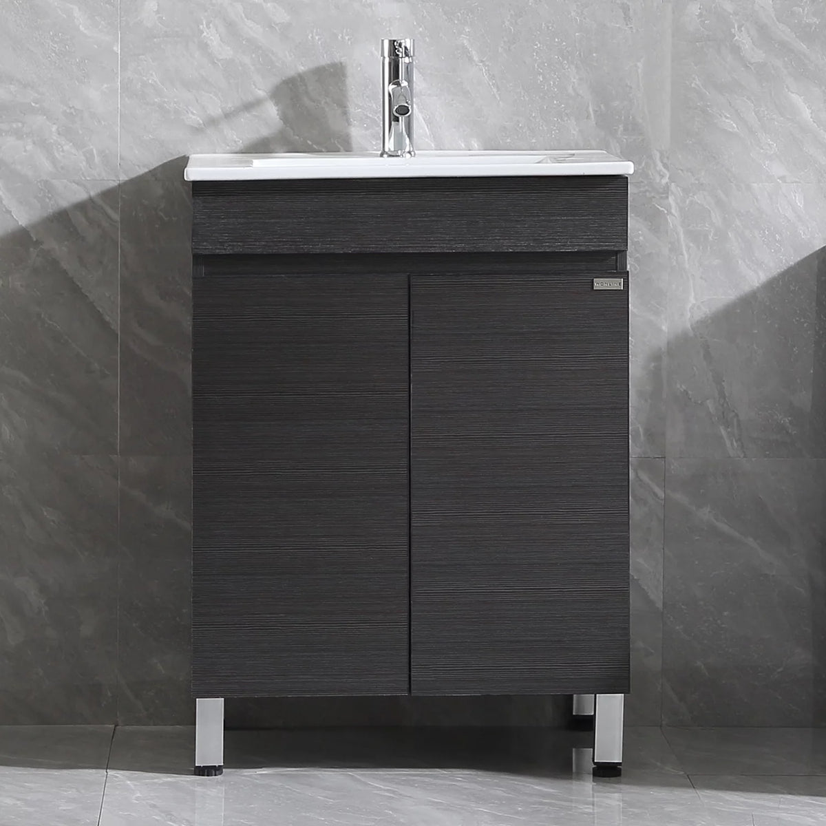 Black 24'' Wood Bathroom Vanity Cabinet with Sink I9431