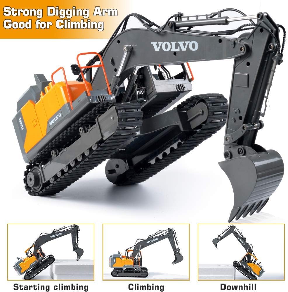 3 in 1 RC Excavator Construction Truck Metal Shovel and Drill 1/16 Scale Remote Control Excavator J577885