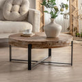 Natural & Gold Solid Wood Round Coffee Table L400