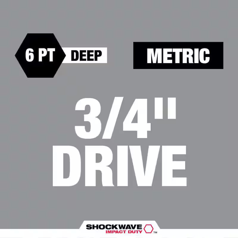 3/4 in. Drive Metric Deep Well 6 Point Impact Socket Set (8-Piece) X741833