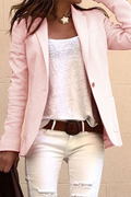 Casual Solid Button Turn-back Collar Outerwear L810090