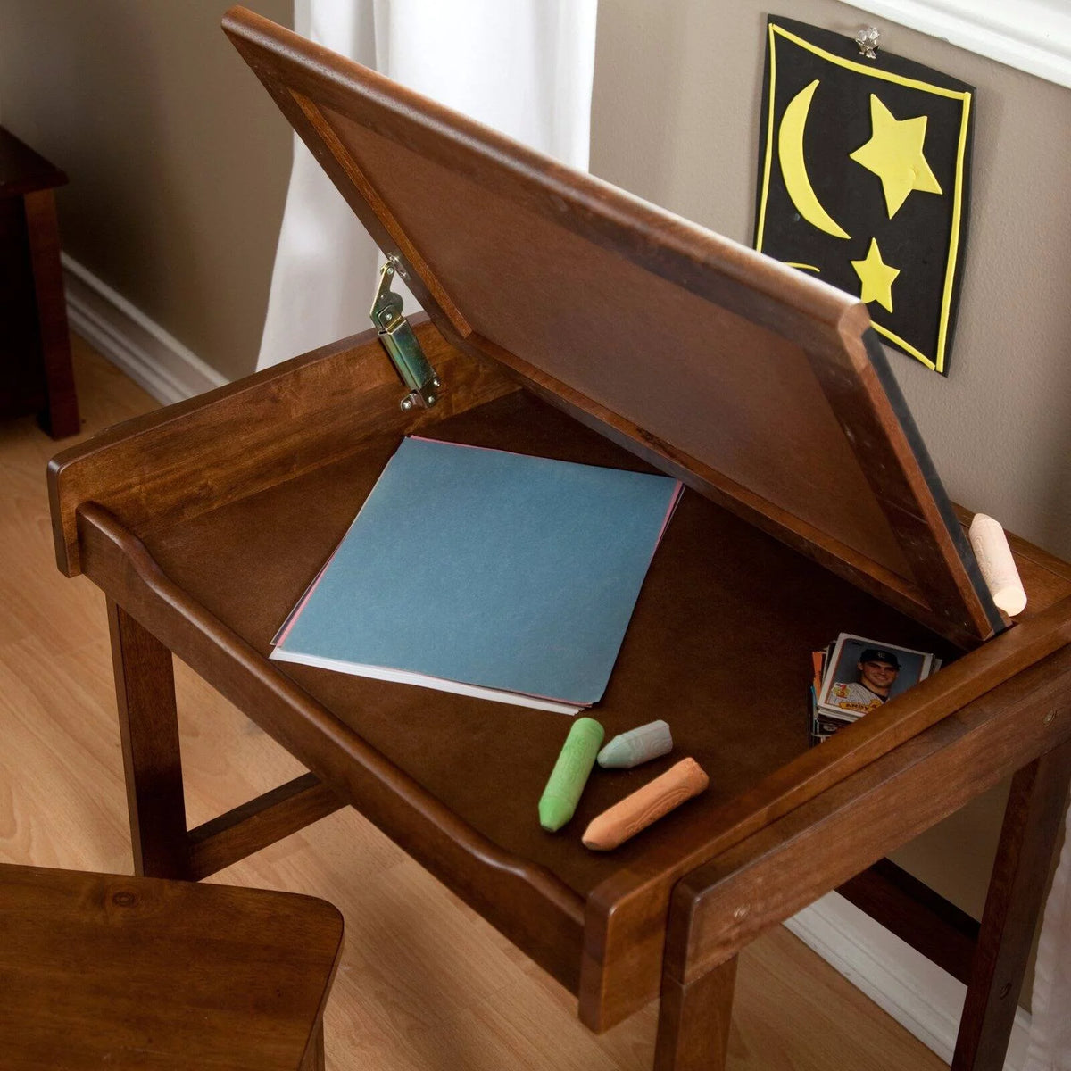 Child Study Desk and Chair Set Walnut Finish E912