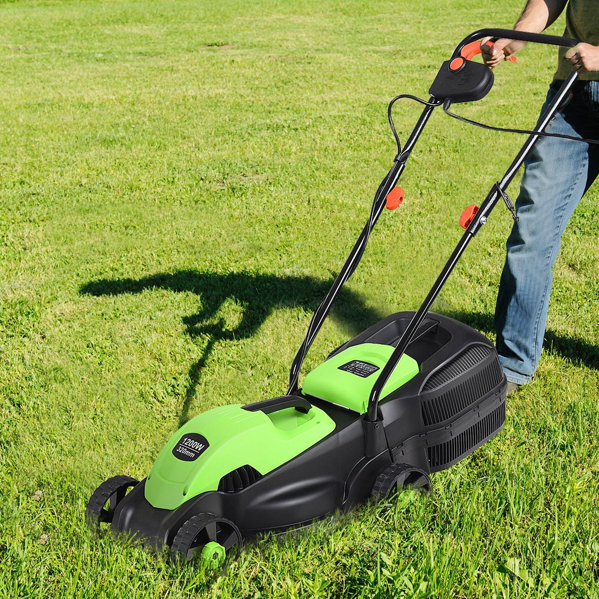 14-Inch Electric Corded Push Lawn Mower with Grass Bag B4923