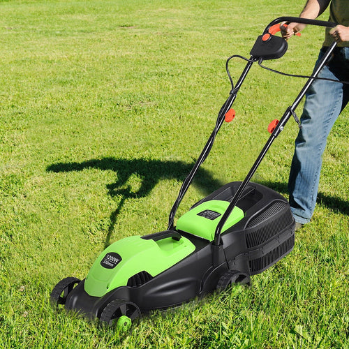 14-Inch Electric Corded Push Lawn Mower with Grass Bag B4923