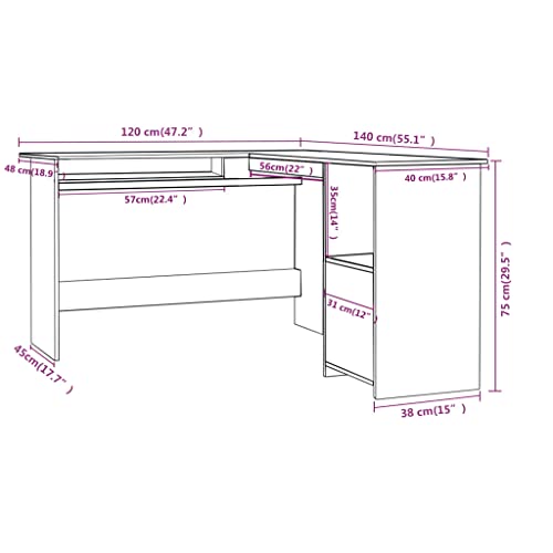L-Shaped Corner Desk Sonoma Oak 47.2"x55.1"x29.5" Engineered Wood U724