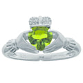 Heart Natural Green Peridot Diamond 925 Sterling Silver Ring Size 8 A6357