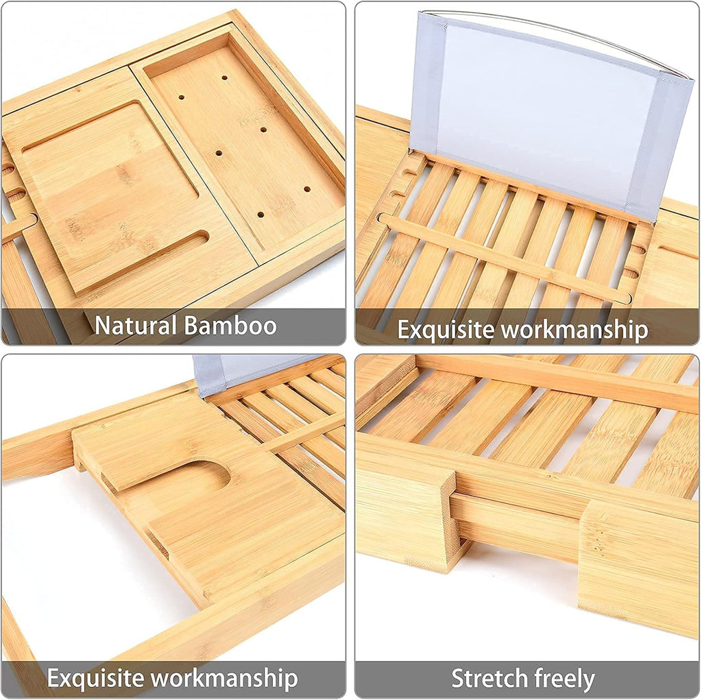Bamboo Bath Tray Bathtub Caddy, Expandable, Pack of 2 B1408