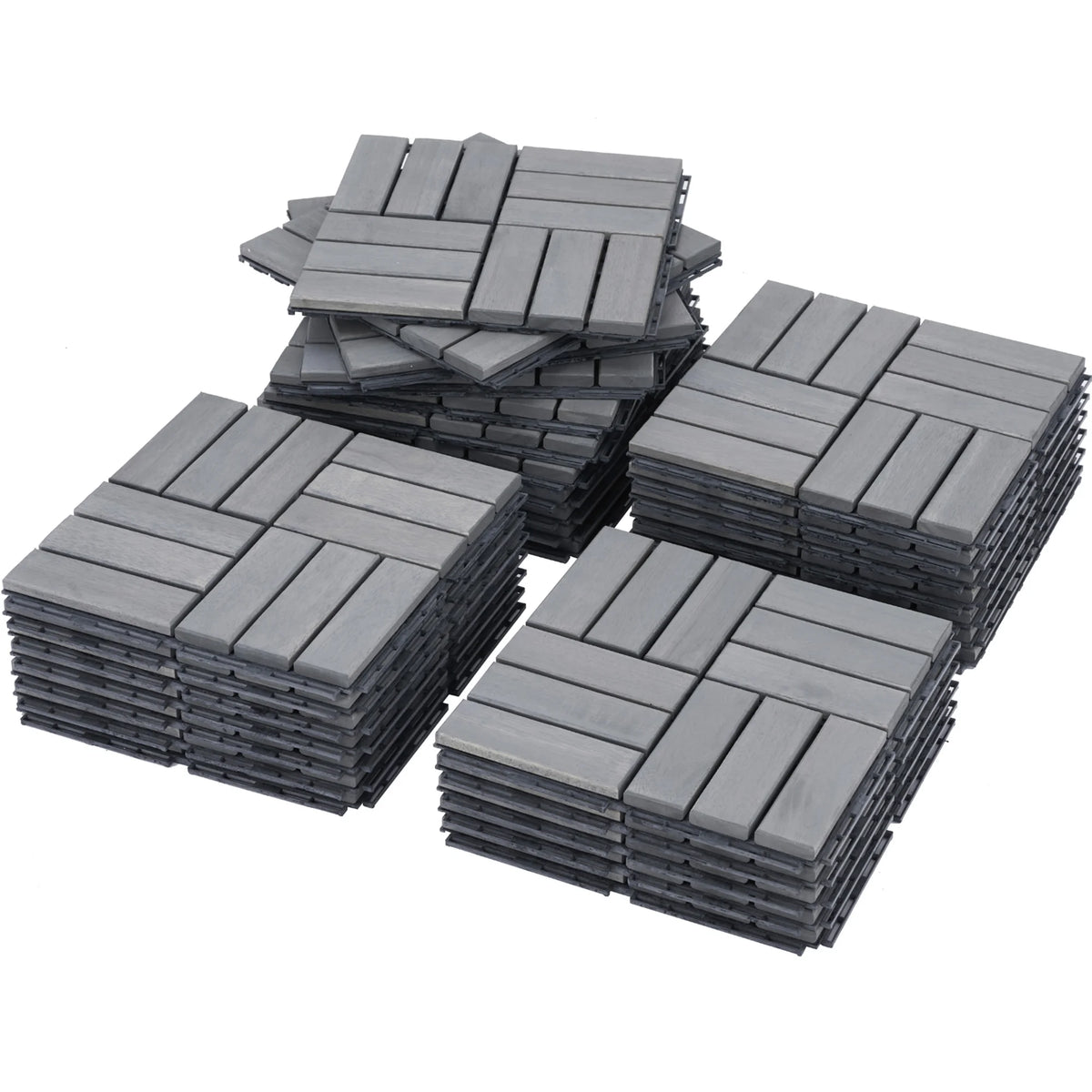 20 Piece Acacia Wood Interlocking Deck Tiles Y162616