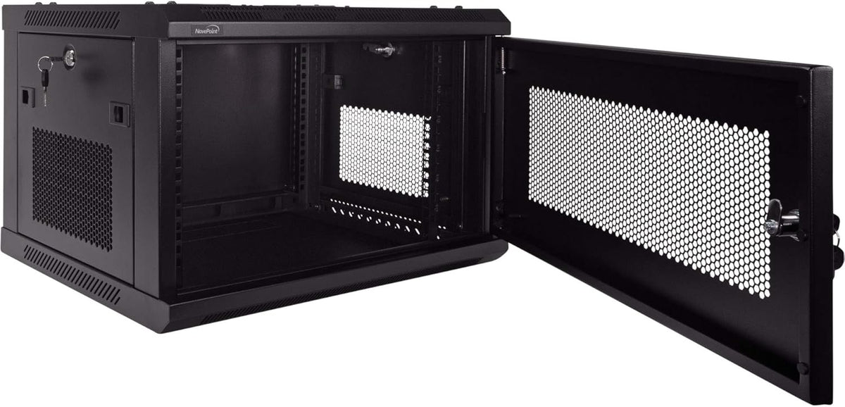 6U Wallmount Cabinet Enclosure 19-Inch Server Network Rack with Locking Perforated Door Black B9327