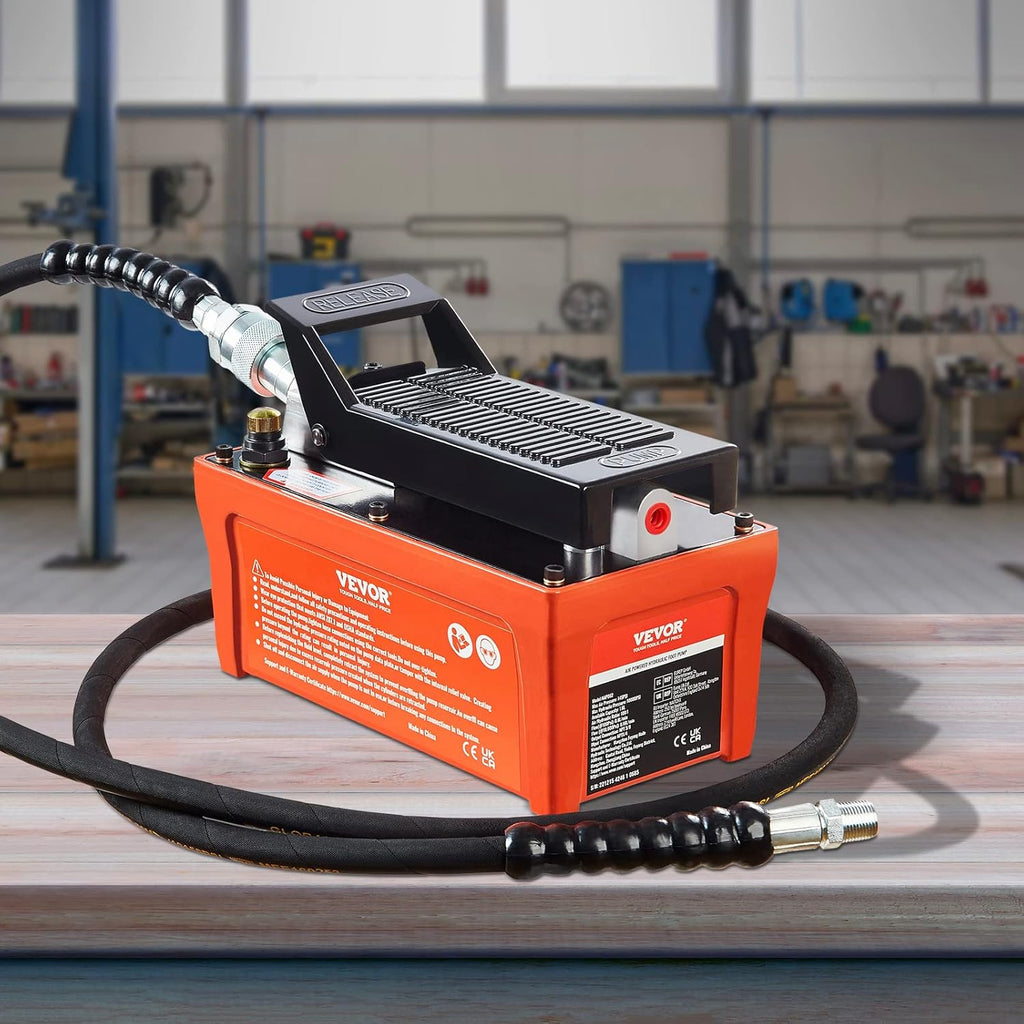 Air Hydraulic Pump, 10,000 PSI, 1/2 Gal Reservoir, Foot Actuated U69908