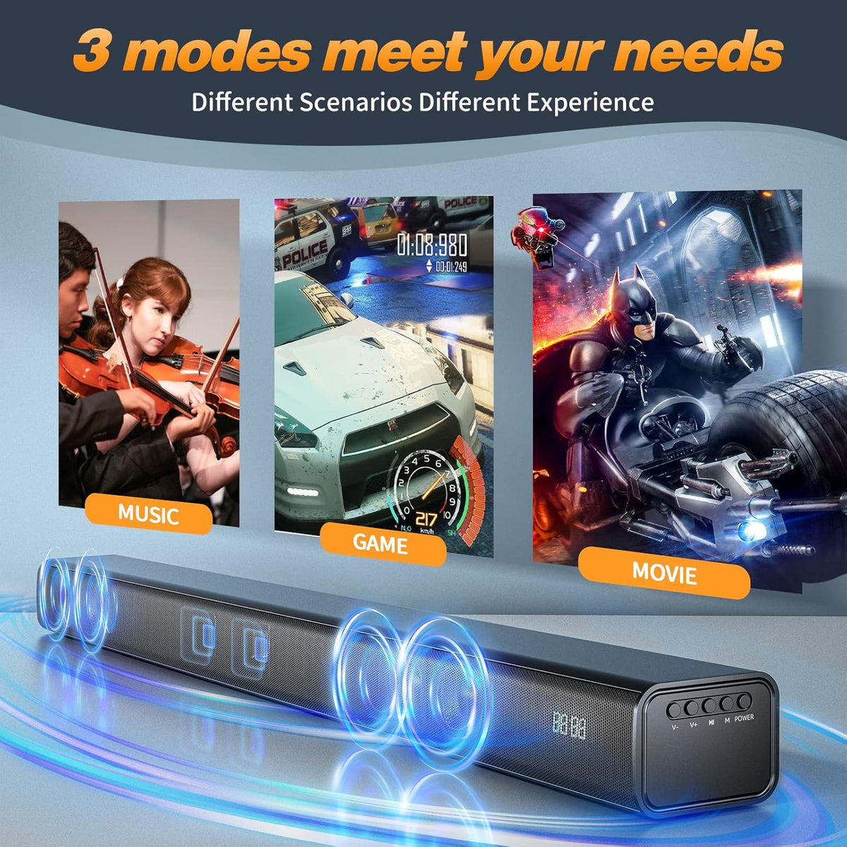 Soundbar 32 Inch with 3 Equalizer Modes, HDMI, Remote Control, 5.0 Bluetooth O1284