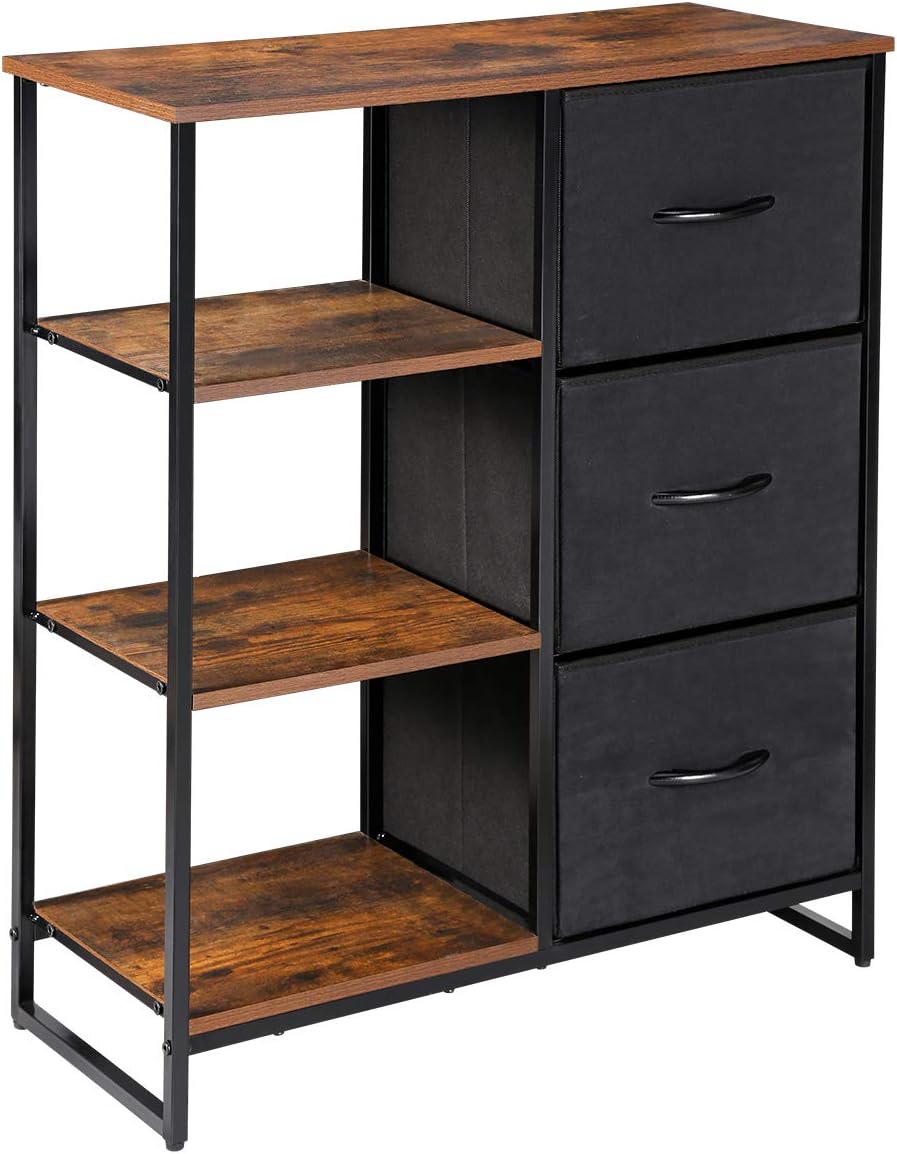 Fabric Drawers Dresser with Shelves Storage Tower Unit Organizer D471019
