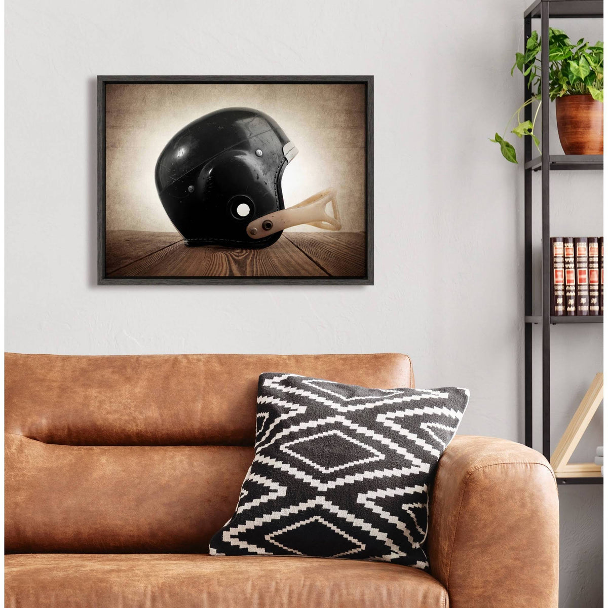Vintage Helmet Framed Canvas D1726