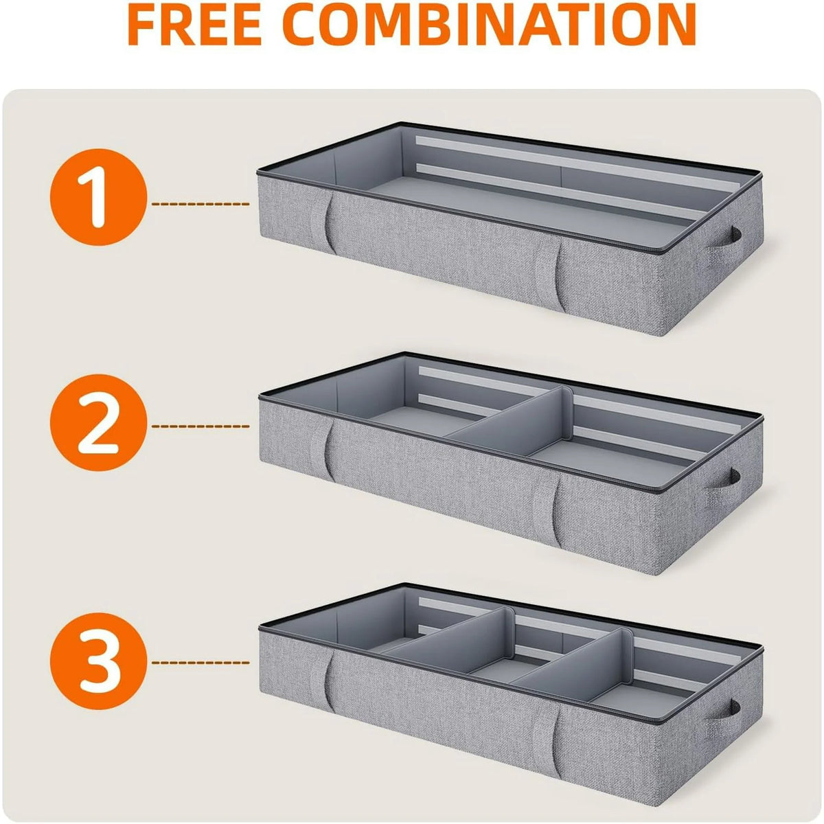 Grey 2 Pack Under Bed Storage Containers with Dividers C567