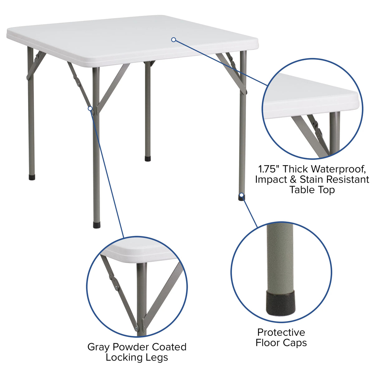 Square White Plastic Folding Table D40736