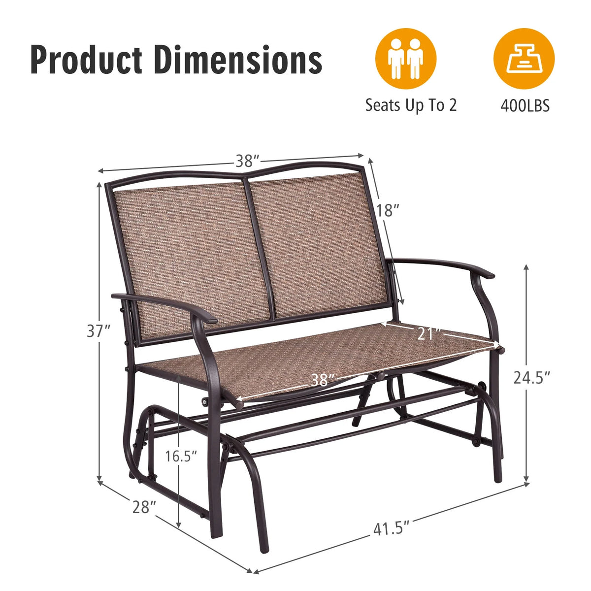 Double 2 Person Outdoor Rocking Bench B9315