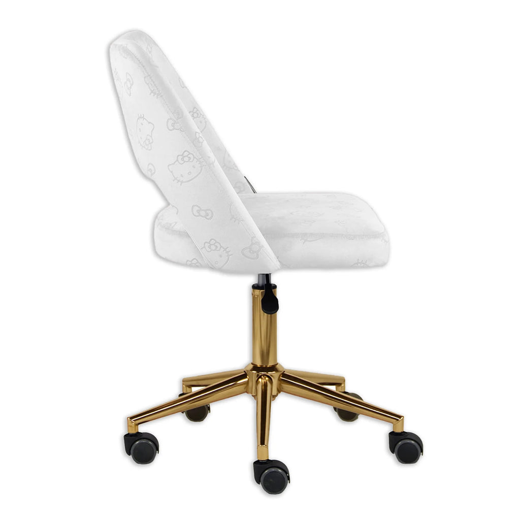 White Velvet Swivel Vanity Chair with Wheels Q4013