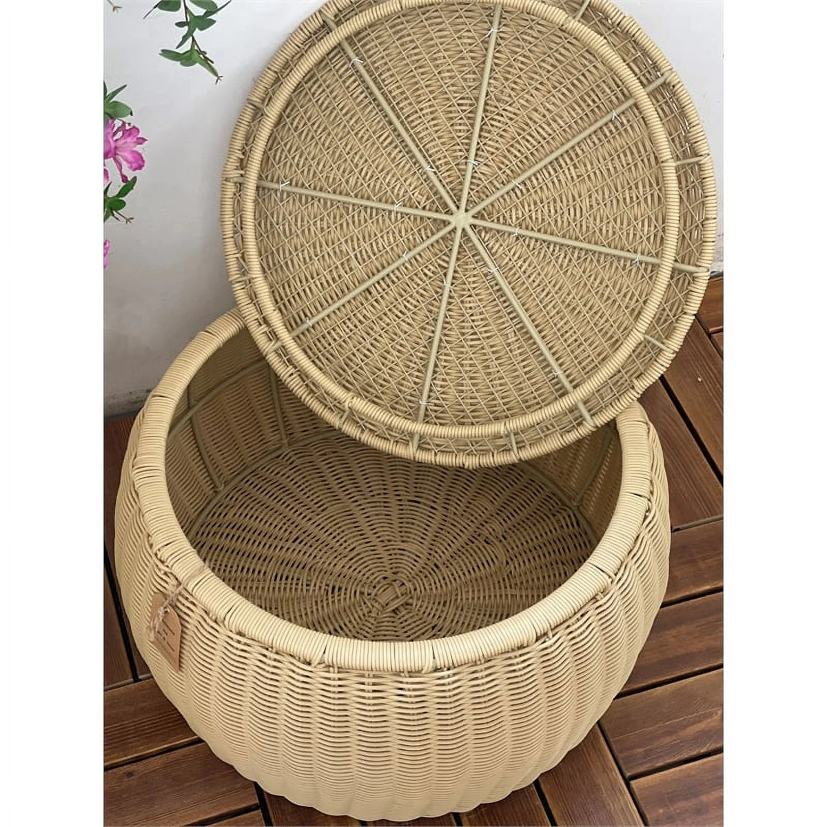 Wicker Rattan Storage Footstool P7551