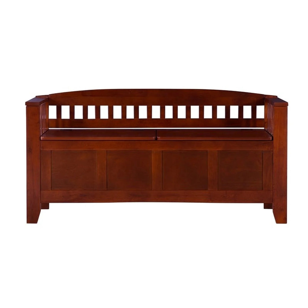 17" Split Seat Wood Storage Bench in Walnut Brown V992113