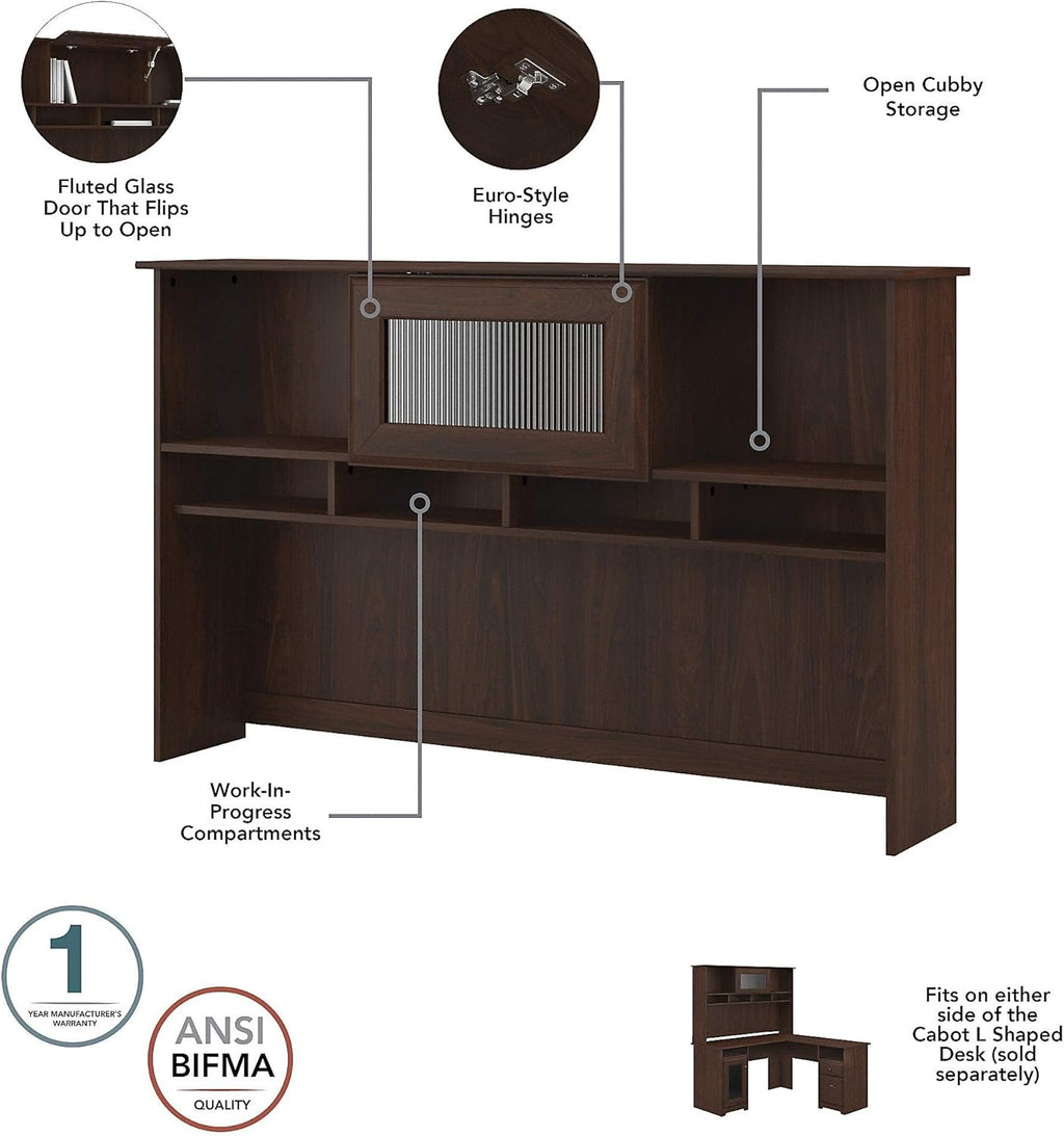 Walnut L Shape Desk with Hutch U468