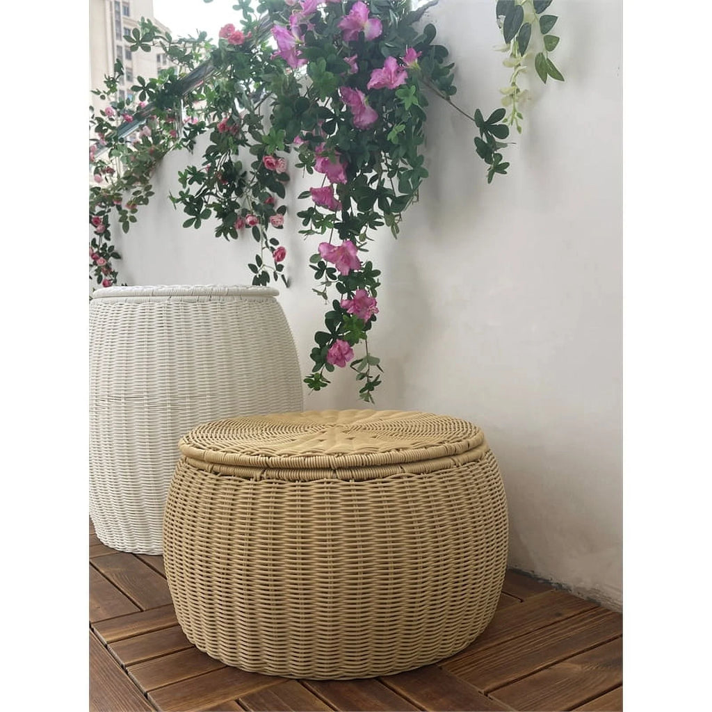 Wicker Rattan Storage Footstool P7551