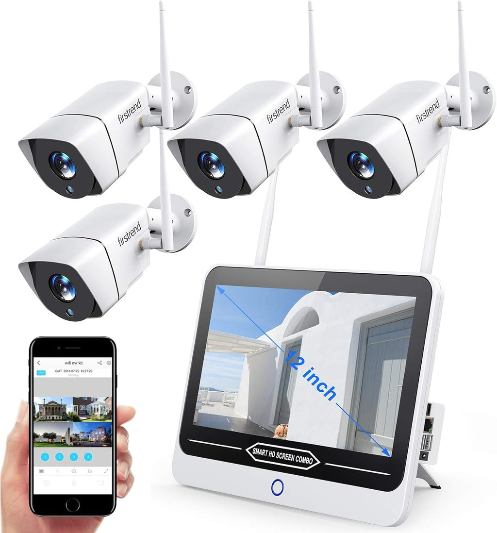 1080P 8CH Wireless Security Camera System with 12 Inch Monitor V42827