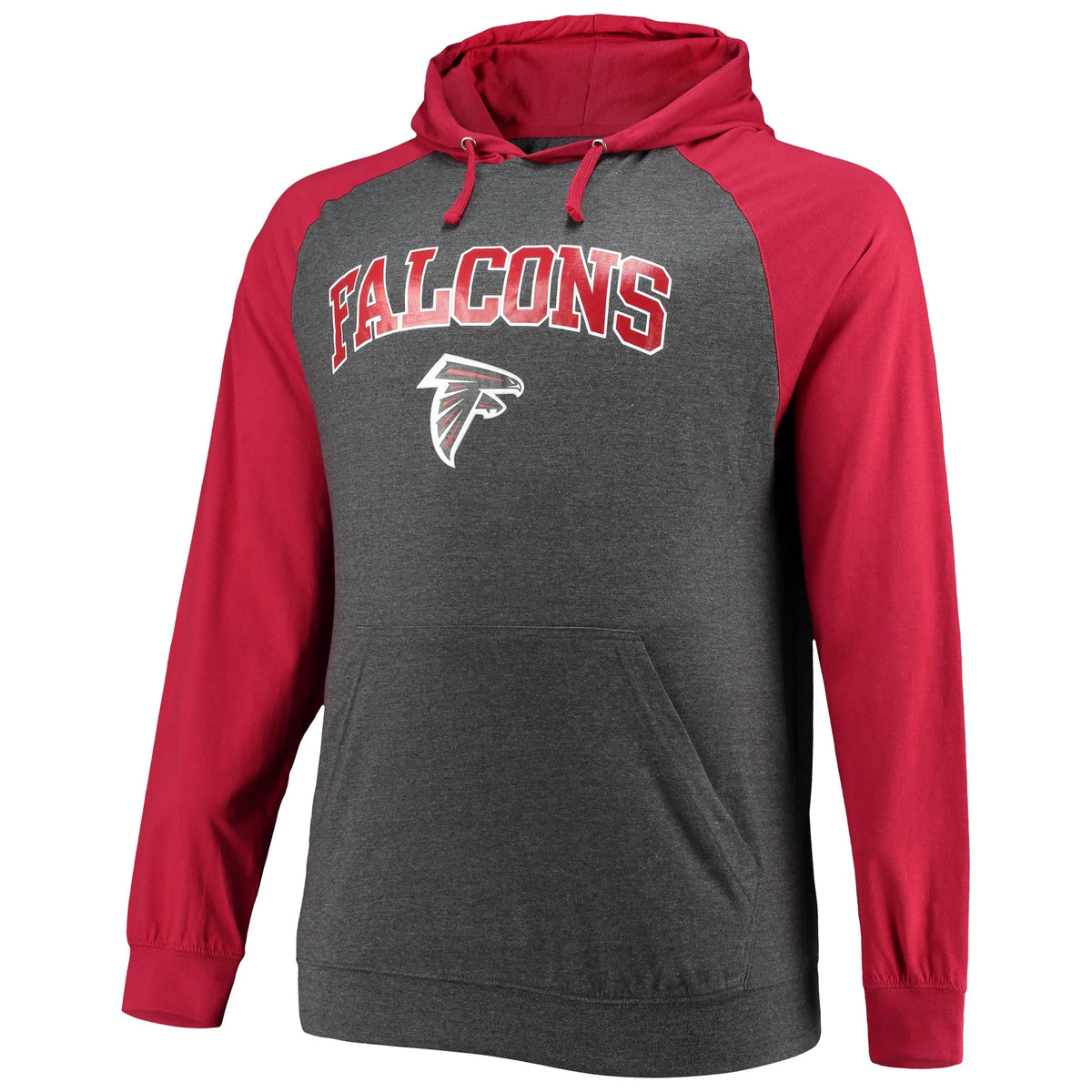 Red/Heathered Charcoal Atlanta Falcons Big & Tall Lightweight Raglan Pullover Hoodie U8702