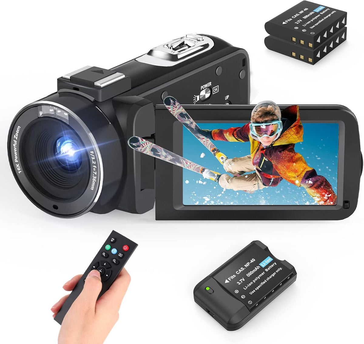 2.7K 30FPS 36MP 16X Vlogging Camera with Flip Screen and Two Batteries P173