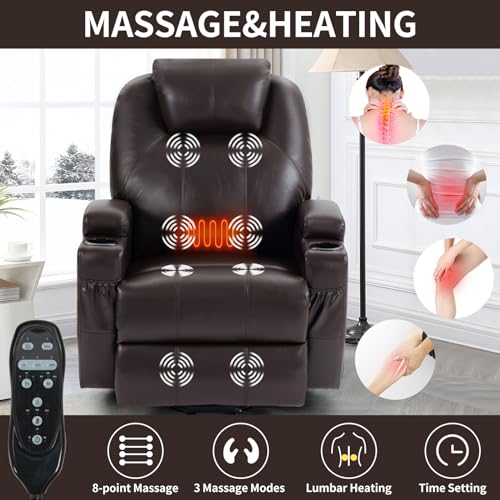 Black Power Lift Recliner Chair with Heat and Massage E501