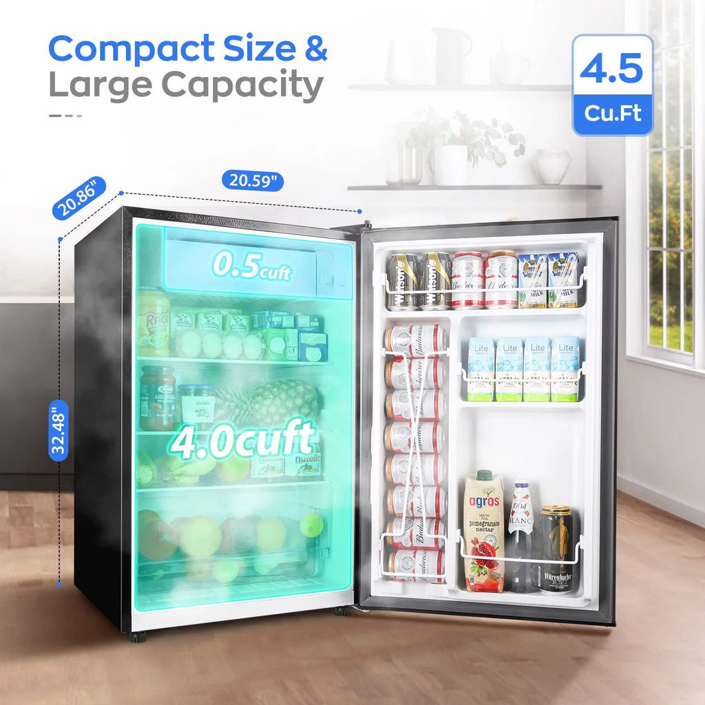 4.5 Cu.ft Black Single Door Mini Fridge with Freezer N2166