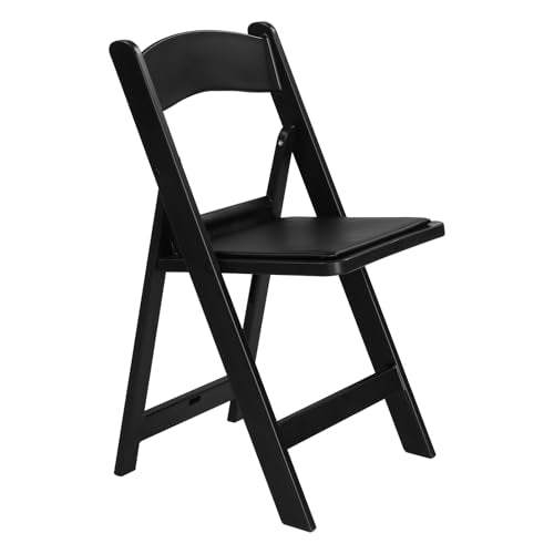 Black Resin Stackable Folding Chair with Padded Seats H379018