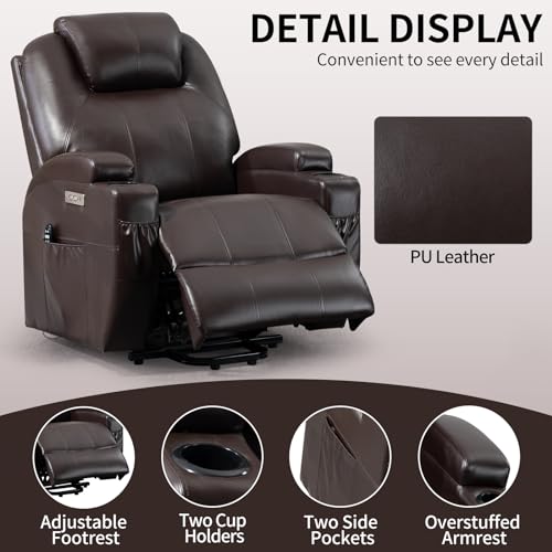 Black Power Lift Recliner Chair with Heat and Massage E501