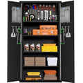 72” Locking Black Metal Storage Cabinet with Doors and 4 Shelves K744922