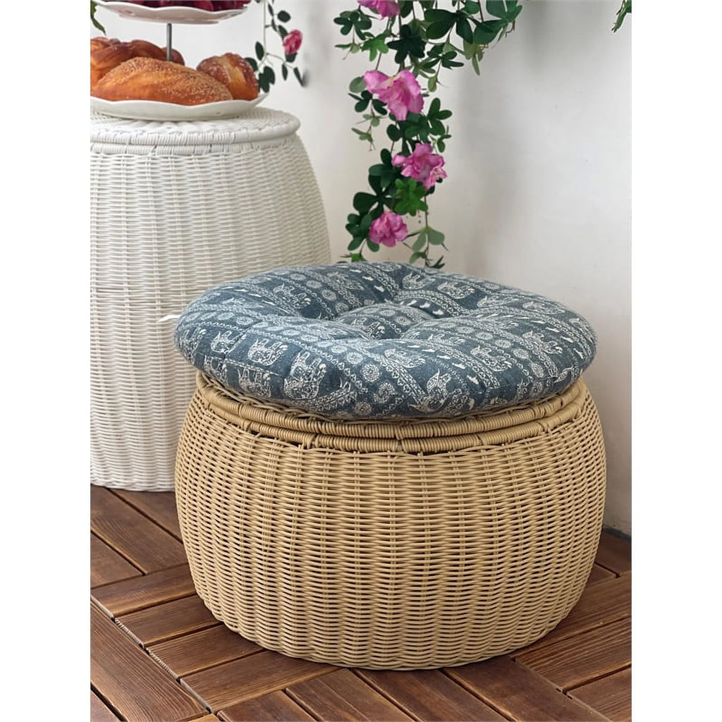 Wicker Rattan Storage Footstool P7551