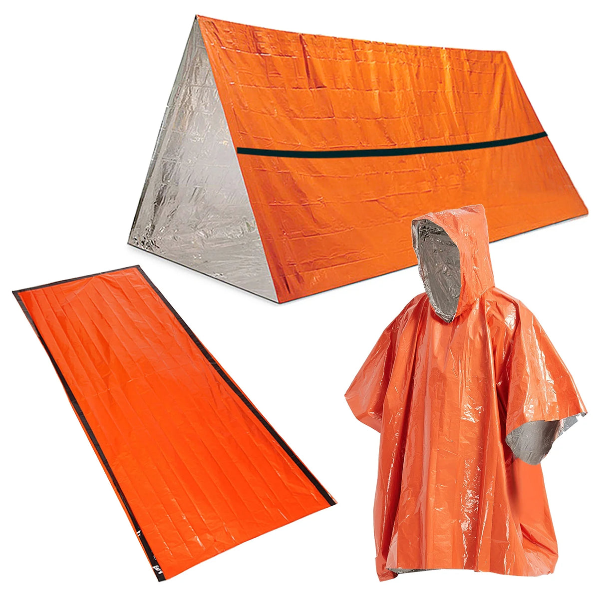 Waterproof Thermal Poncho Raincoat with Bag and Tent Shelter A671548