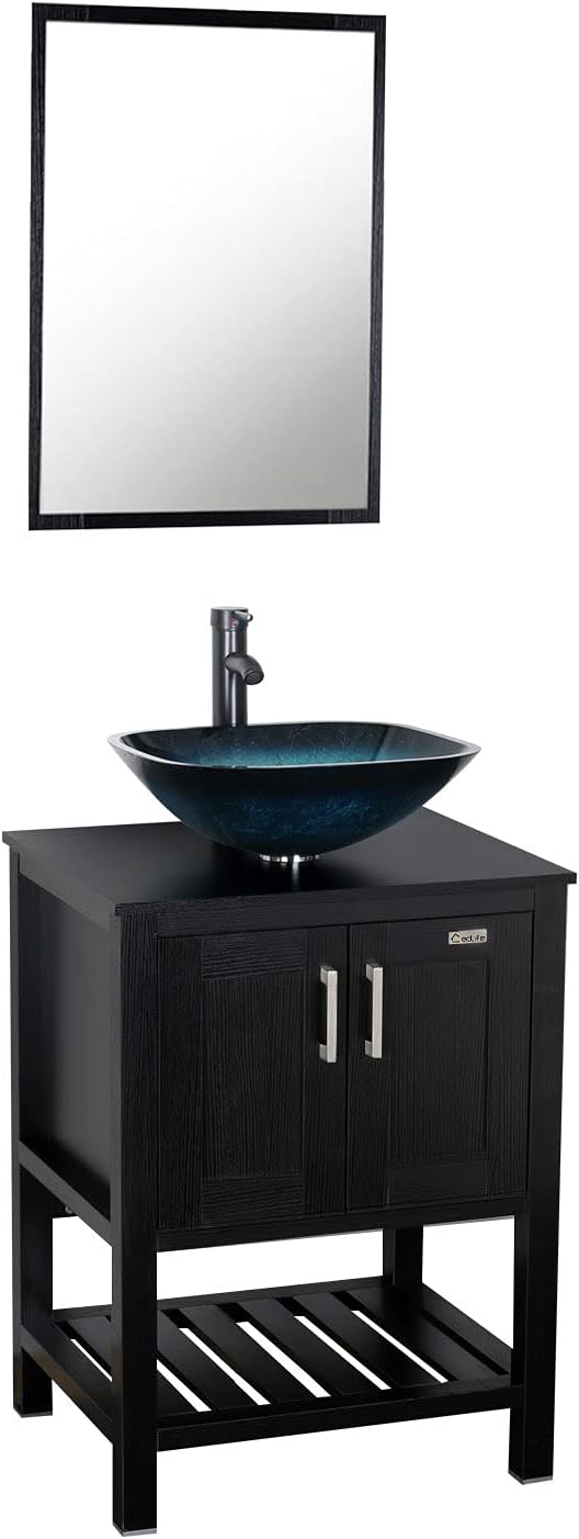 24 inch Bathroom Vanity with Ceramic Vessel Sink and Faucet E41577