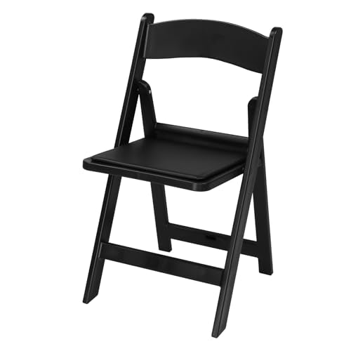 Black Resin Stackable Folding Chair with Padded Seats H379018