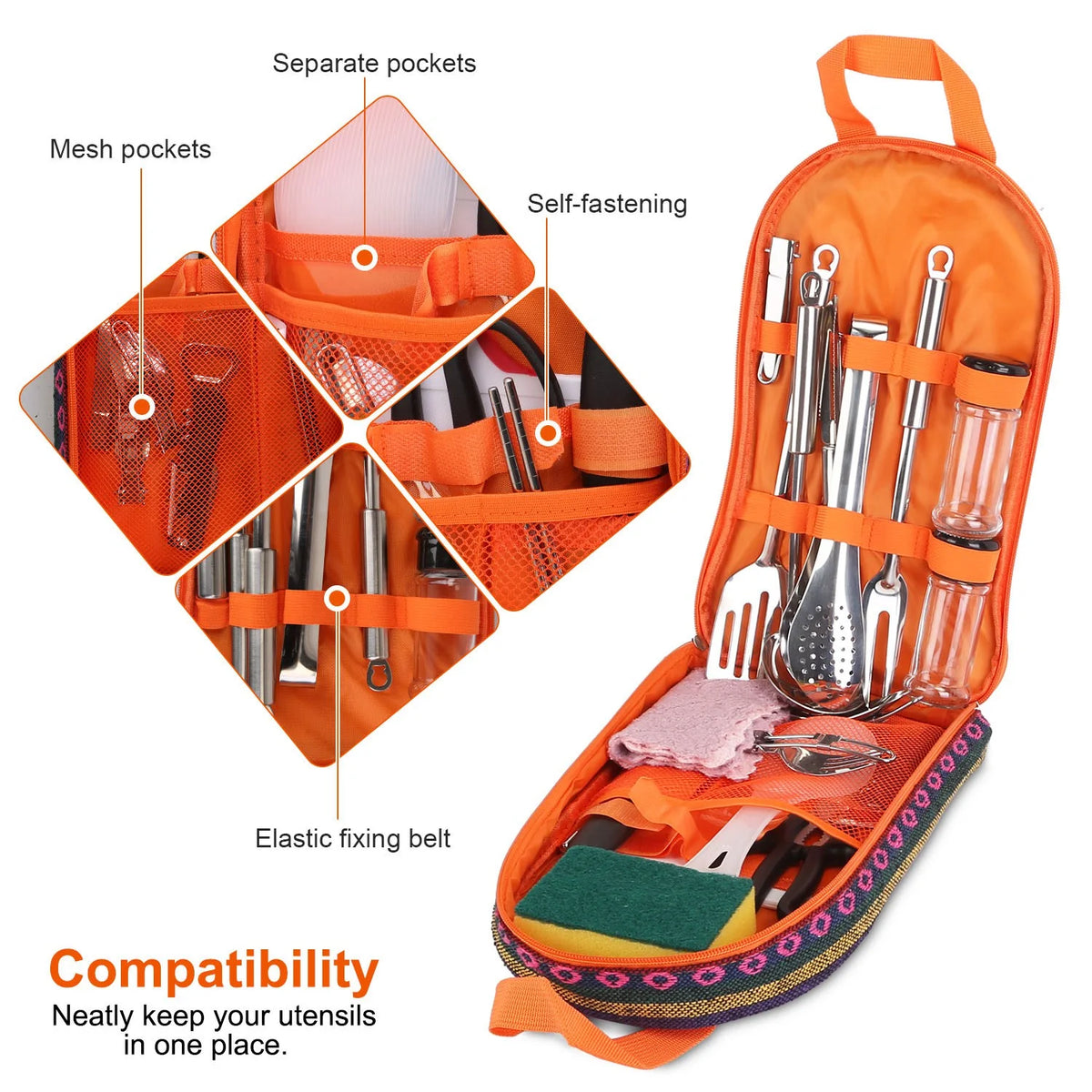 19Pcs Camping Cookware Set with Storage Bag O1439
