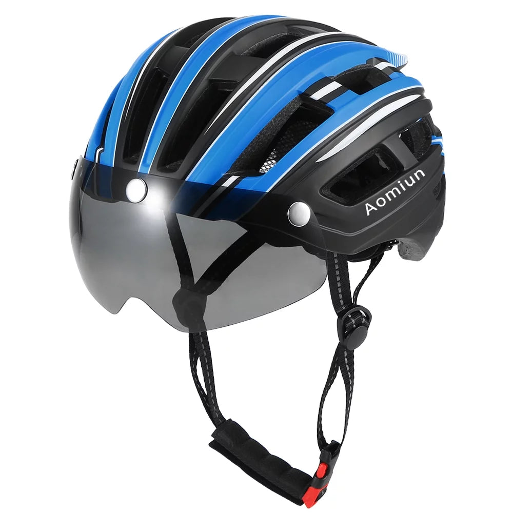 Mountain Bike Helmet with Back Light Detachable Magnetic Visor Q7249