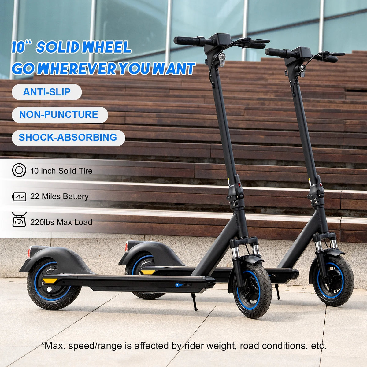Electric Scooter 10 Solid Tires 500W Motor Folding T361360