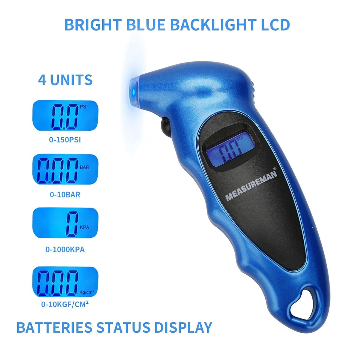 Digital Tire Pressure Gauge 0-150 PSI Blue 2 Pack K999