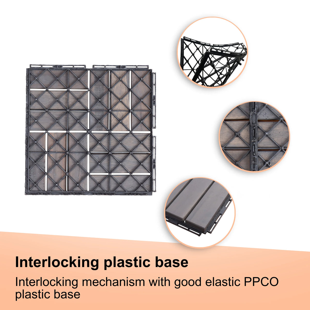 20 Piece Acacia Wood Interlocking Deck Tiles Y162616