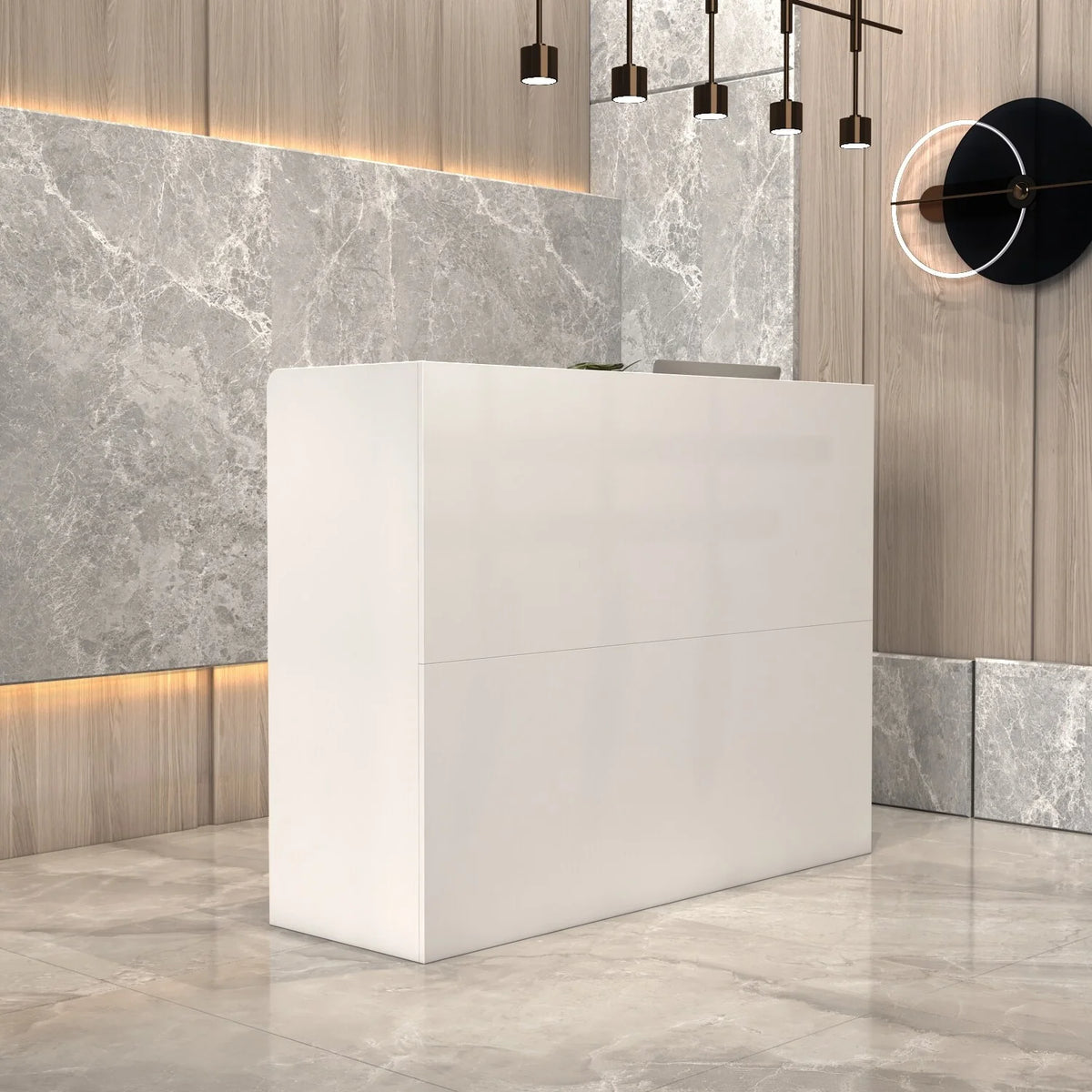 White 3-Drawer Reception Desk A98072