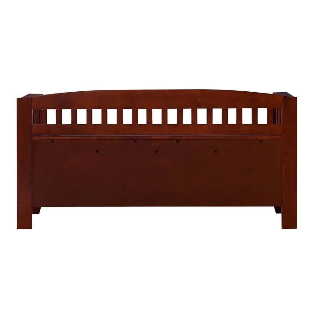 17" Split Seat Wood Storage Bench in Walnut Brown V992113