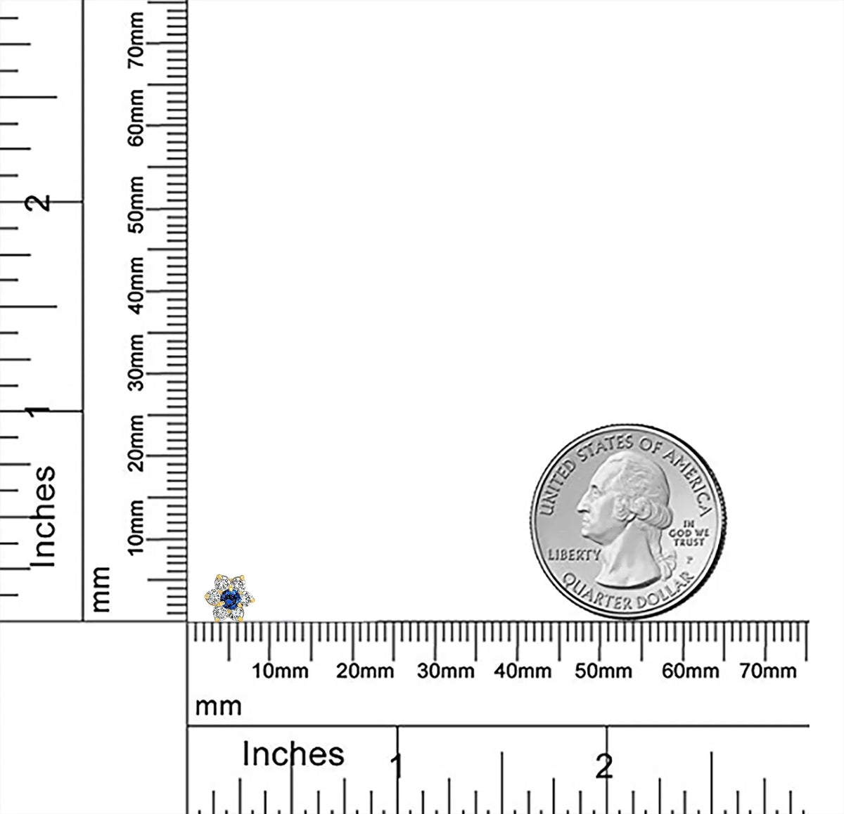 Blue CZ Flower Stud Earrings Screwback W407800