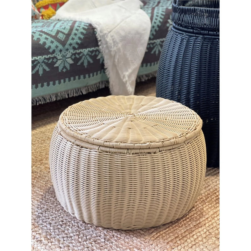 Wicker Rattan Storage Footstool P7551
