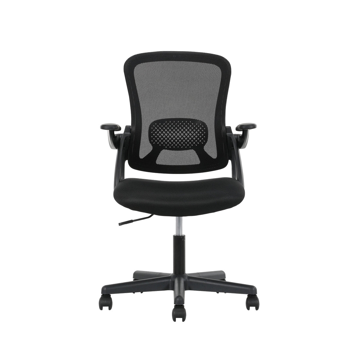 Black Fabric Ergonomic Mesh Back Office Chair with Flip-up Arms R5090