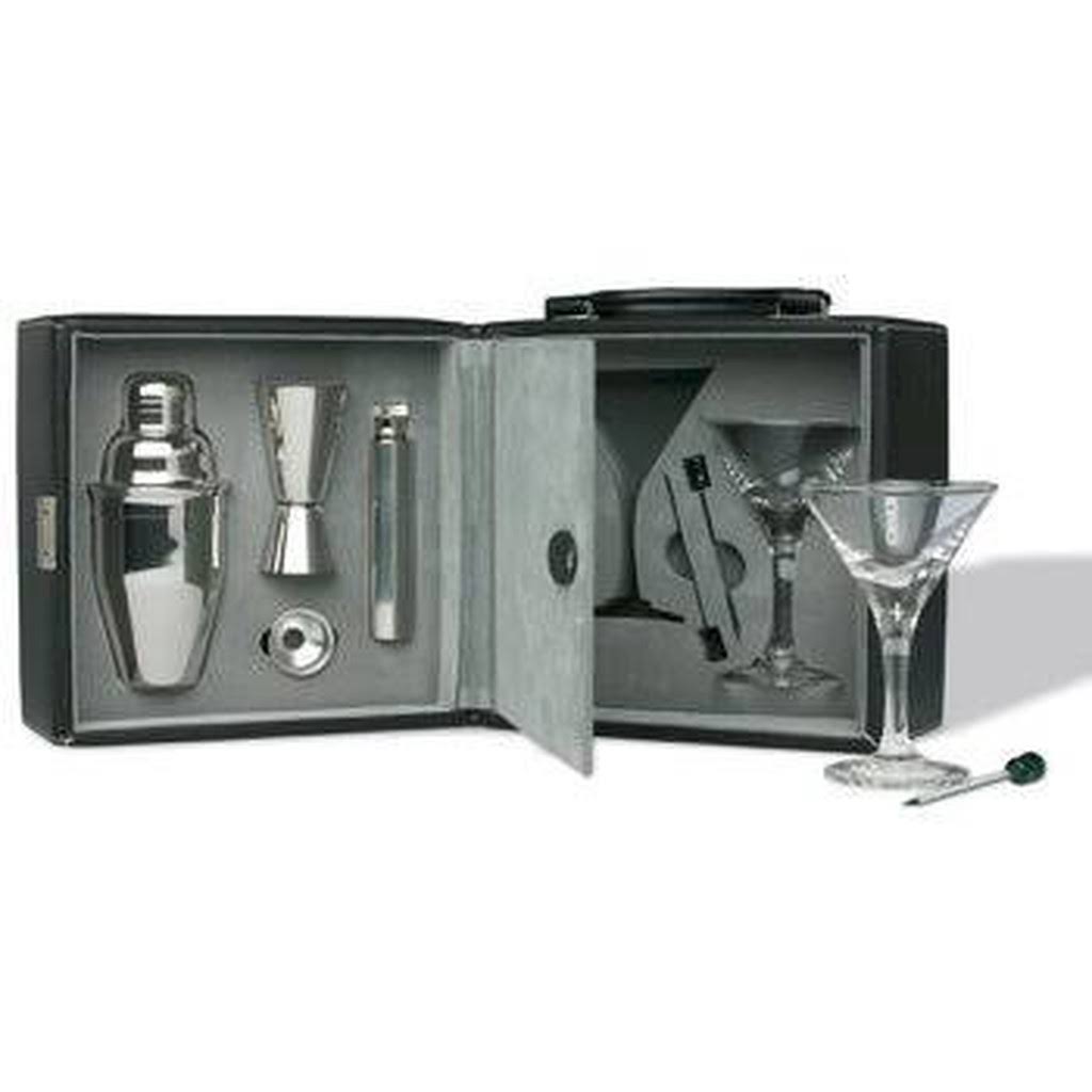 Black and Blue Martini Bar Set with Case E651688