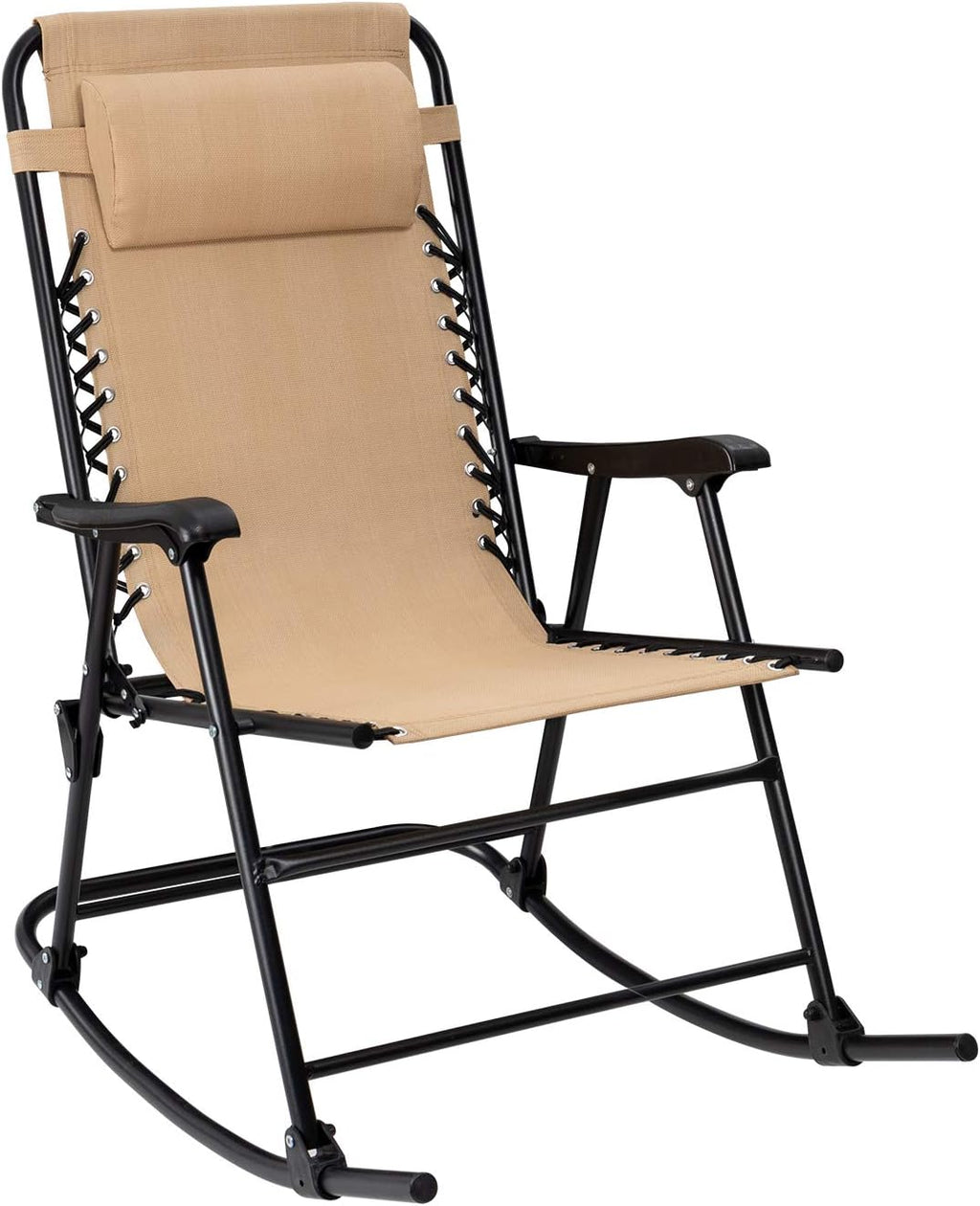 Beige Outdoor Folding Recliner Rocking Chair Z56631