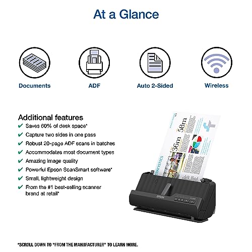 Wireless Compact Desktop Document Scanner with Auto Document Feeder K476